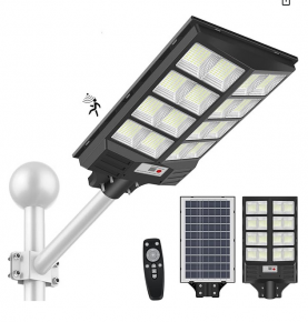  Solar Street Lights Outdoor - 2400W Solar Parking Lot Lights, 215000 Lumens LED Wide Angle Lamp with Motion Sensor IP67 Waterproof Commercial Lighting