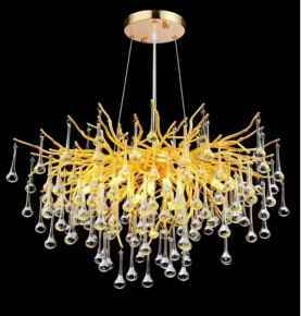 Modern Gold Chandelier Light Fixture - D39.4 15 Lights Luxury Crystal Chandelier Lighting, Large Kitchen Light Fixtures, Led Beaded Crystal Chandeliers for Dining Room, Bedroom, Living Room 